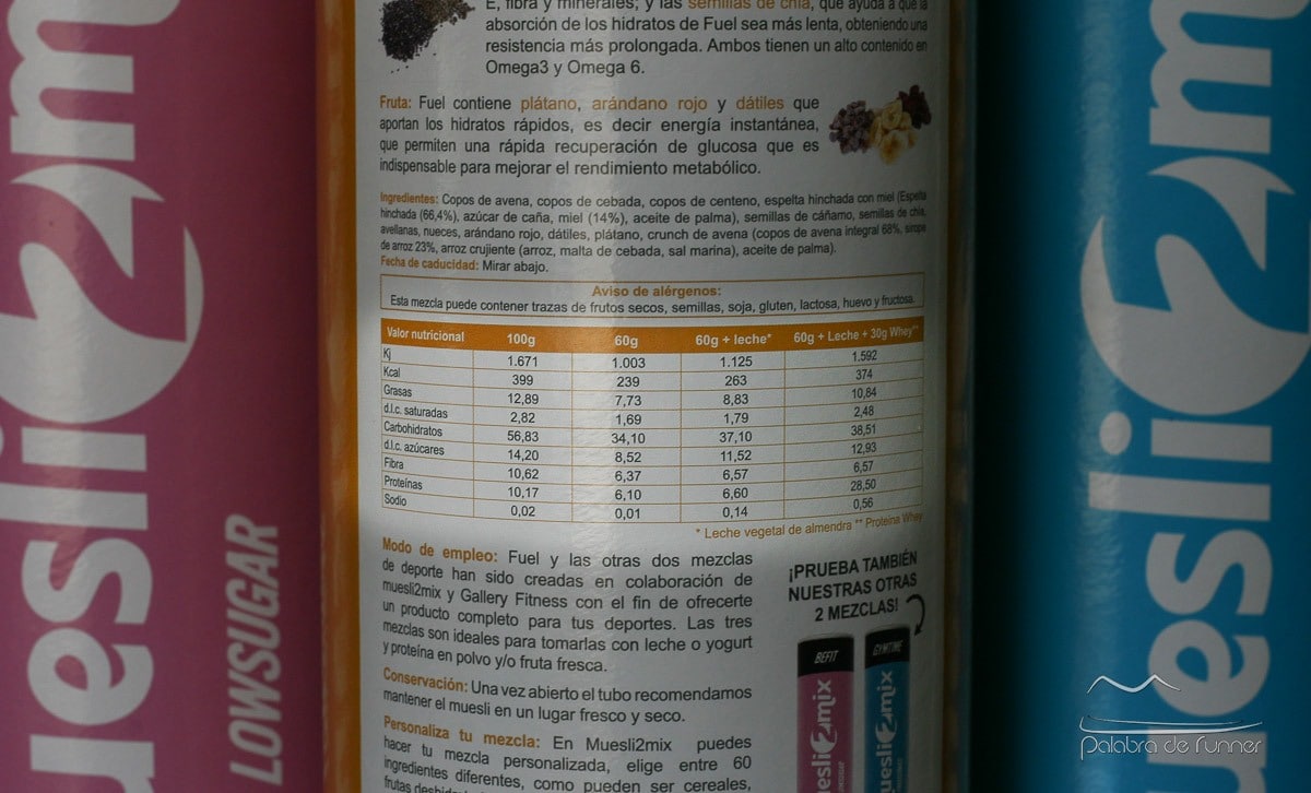 Muesli2Mix Fuel Informacion nutricional