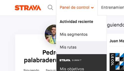 menu mis rutas strava