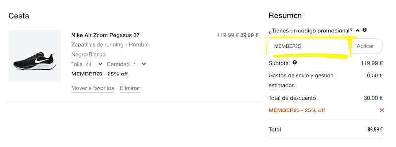 codigos de promocion para nike